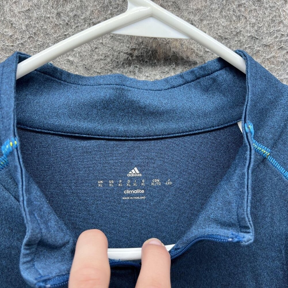 Adidas Shirt Mens XL Blue Climalite Quarter Zip Long Sleeve Athletic Pullover - Picture 10 of 11